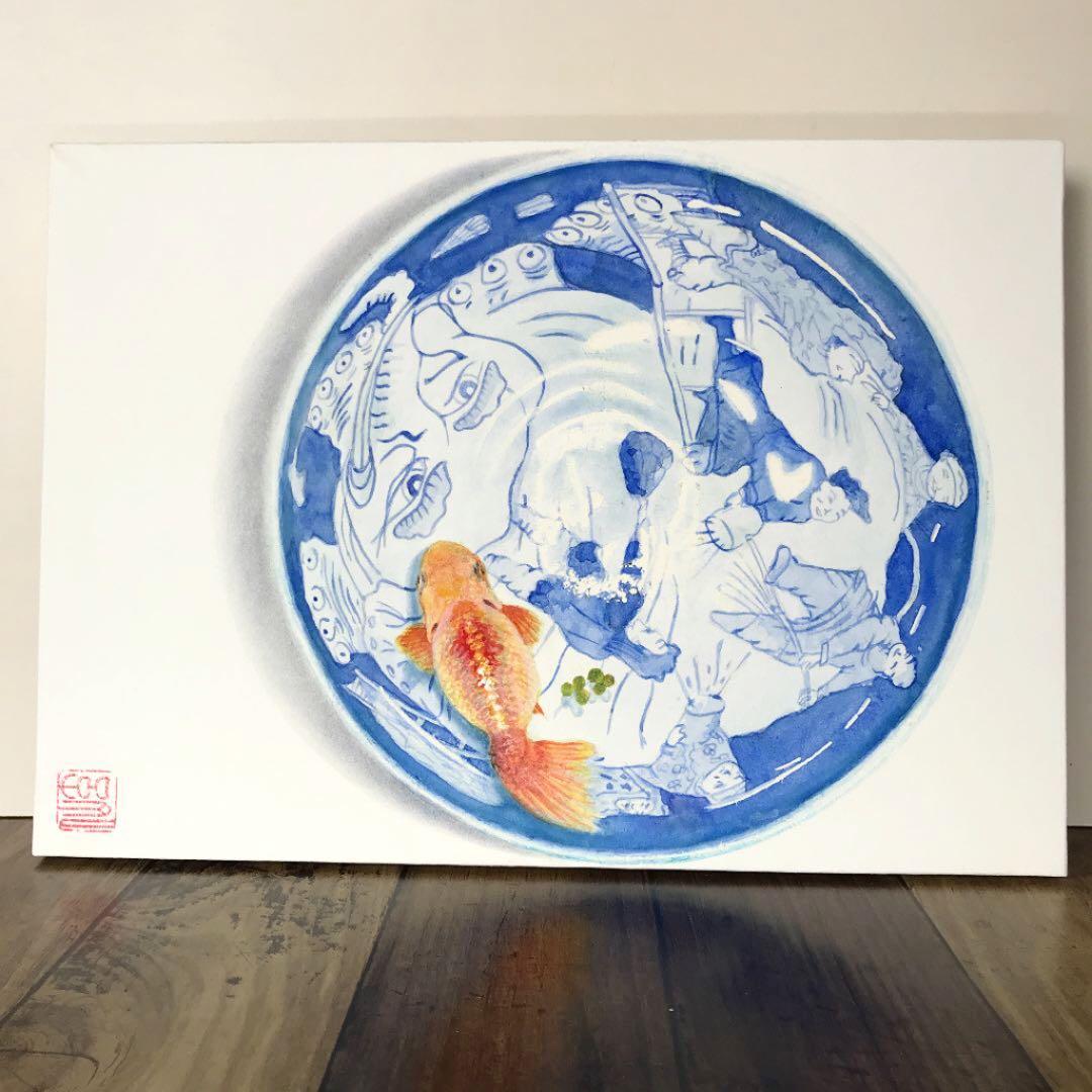 金魚 絵画 水彩画 オリジナル