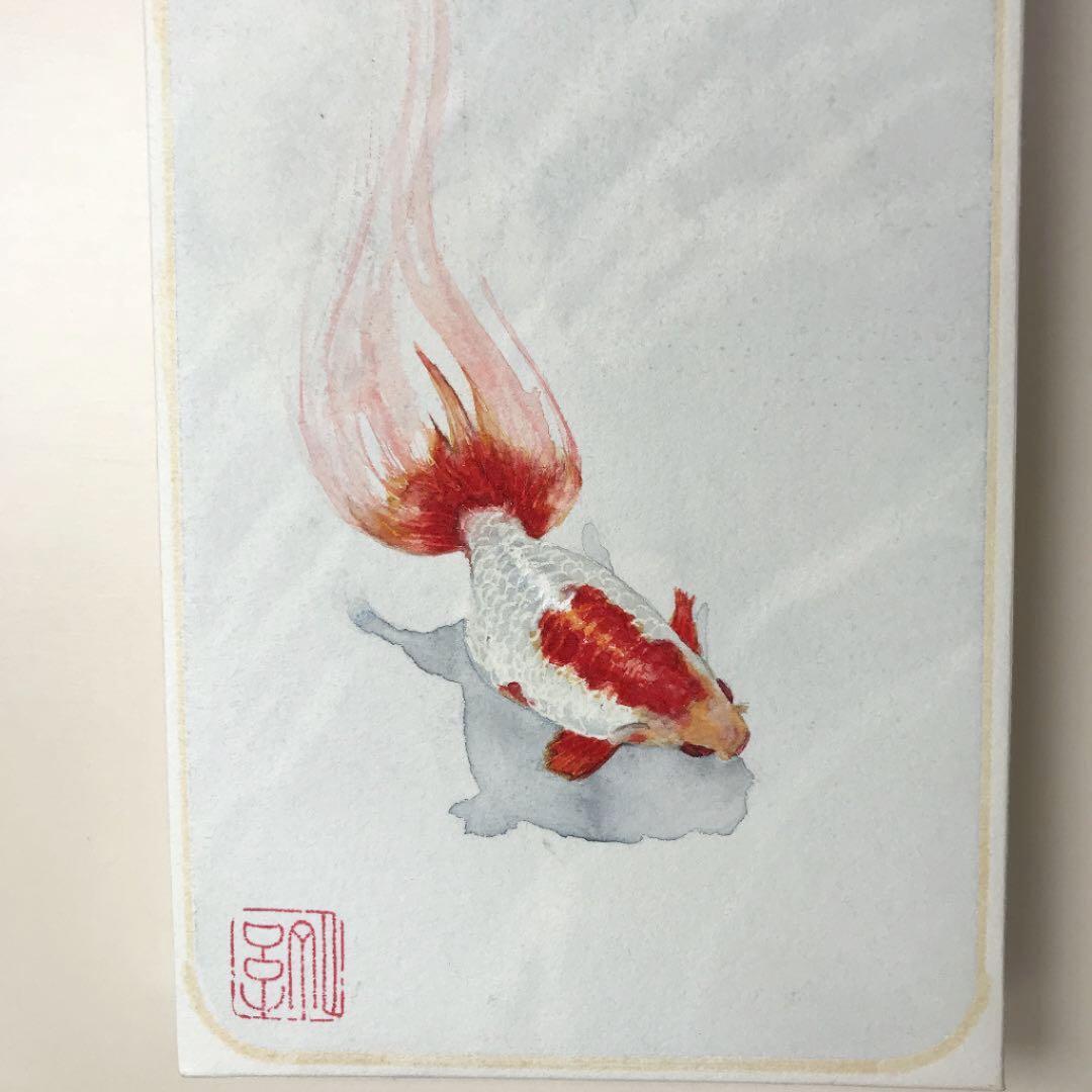 金魚 絵画 水彩画 オリジナル