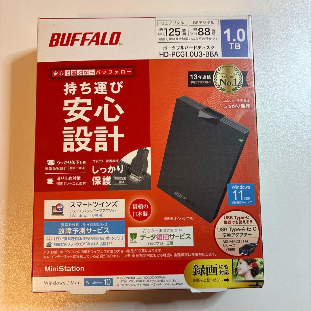 BUFFALO 1.0TB ポータブルHDD HD-PCG1.0U3-BBA