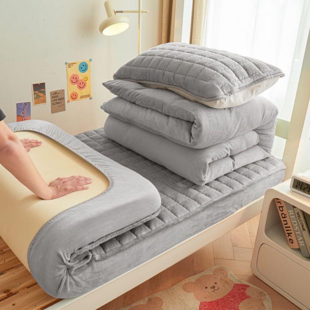 [完全新品] シングルサイズ・秋冬用もふもふカバーセット グレー