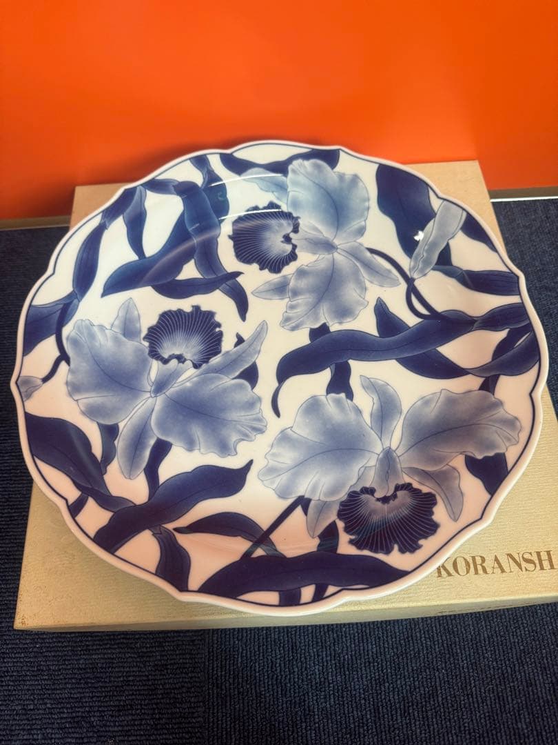 1764 香蘭社 染 カトレア 大皿　30cm 未使用