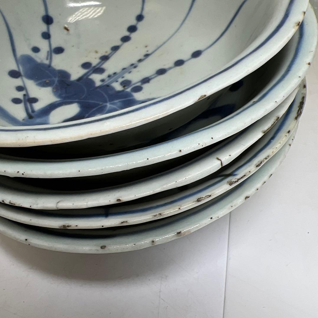 中国明時代　古染付なづな手鉢10客　木箱付　幅約13㎝　東Y8-0313☆2F