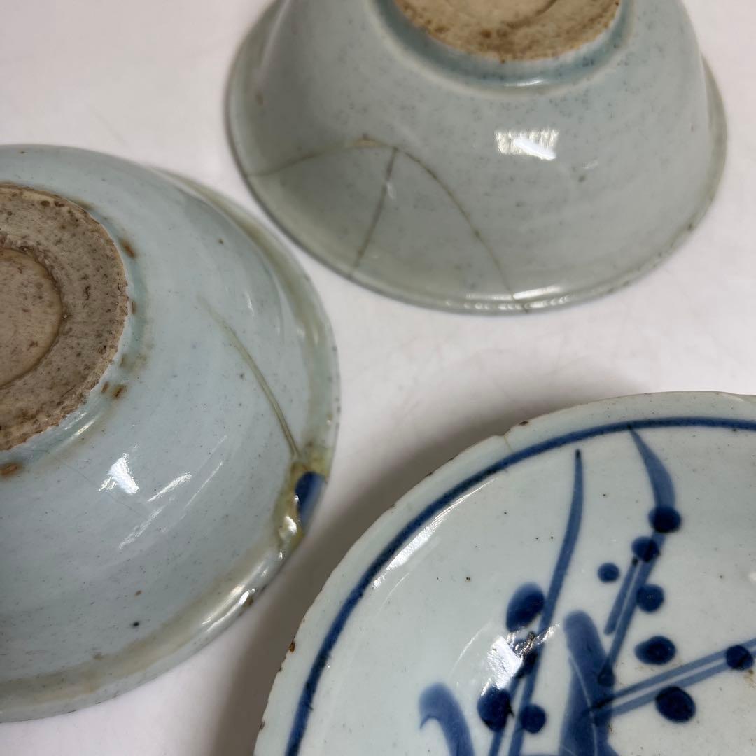 中国明時代　古染付なづな手鉢10客　木箱付　幅約13㎝　東Y8-0313☆2F