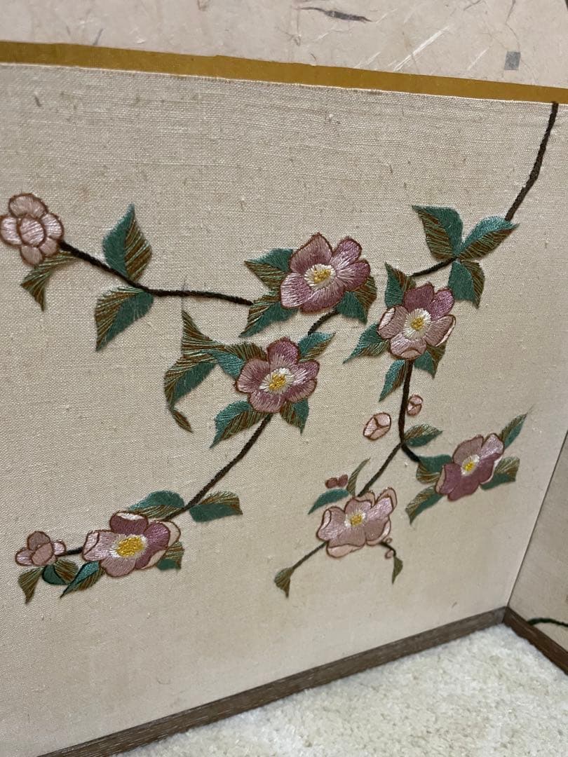 風炉先屏風 ふろさきびょうぶ　刺繍