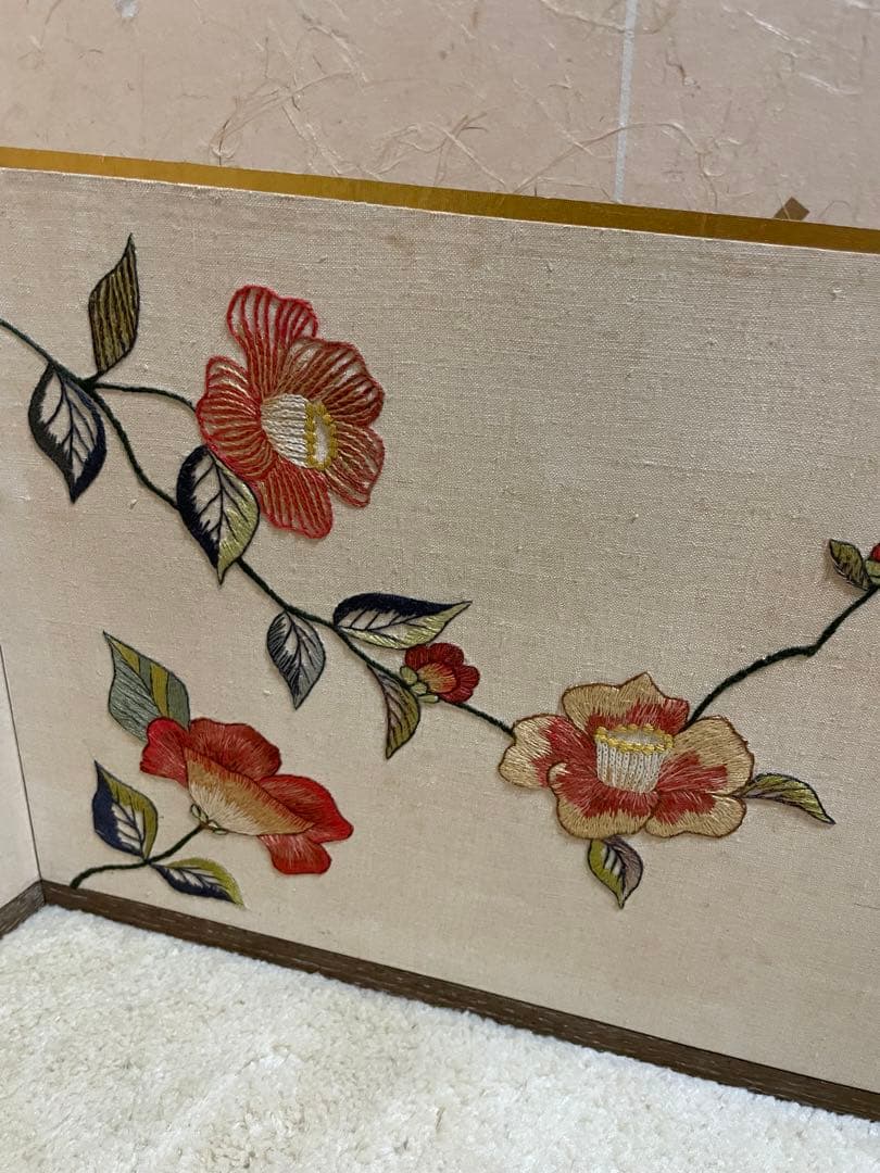 風炉先屏風 ふろさきびょうぶ　刺繍