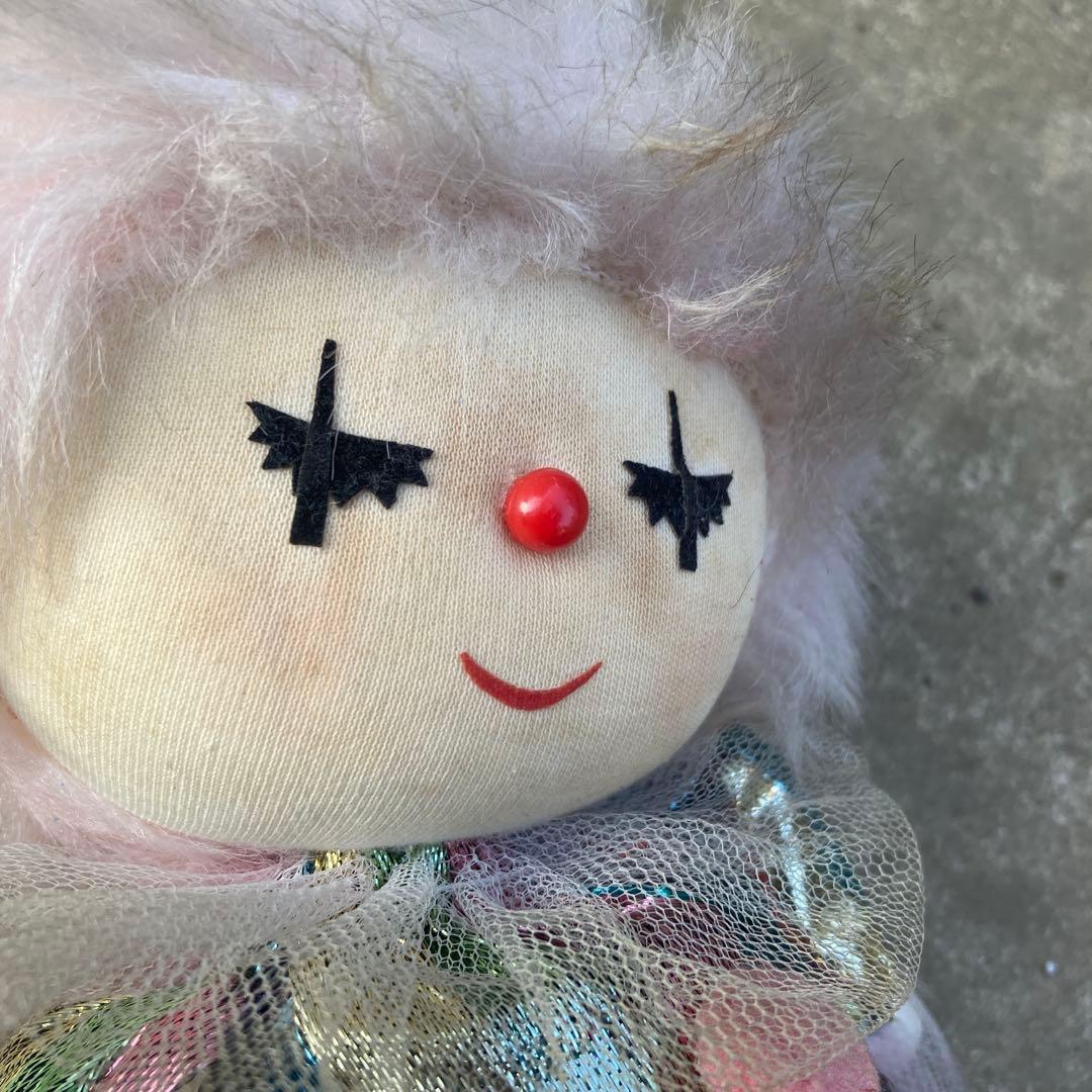 昭和レトロ　ピエロ　ゼンマイ　ぬいぐるみ　アンティーク　道化師　呪物　ホラー