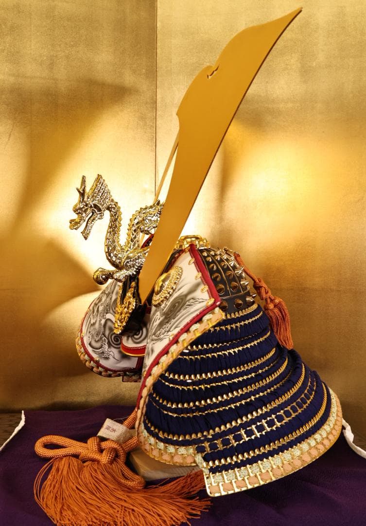 大野龍玉作　伝統工芸品　大鍬形龍前立兜　国宝写　節句　五月　33号 BJ187