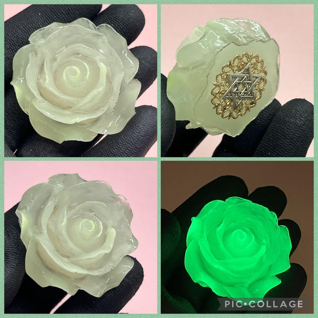 恐ろしく輝く薔薇のオルゴナイト【蓄光】