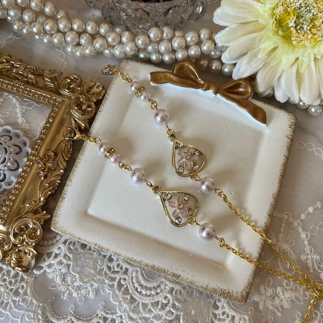♪❤️ 雫　花　パール　マスクチェーン　メガネチェーン　ハンドメイド
