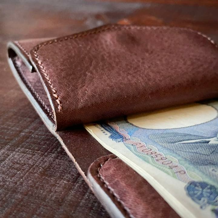 【20%割引】《小銭収納：ボックス型》折りたたみレザーウォレット（チョコ）