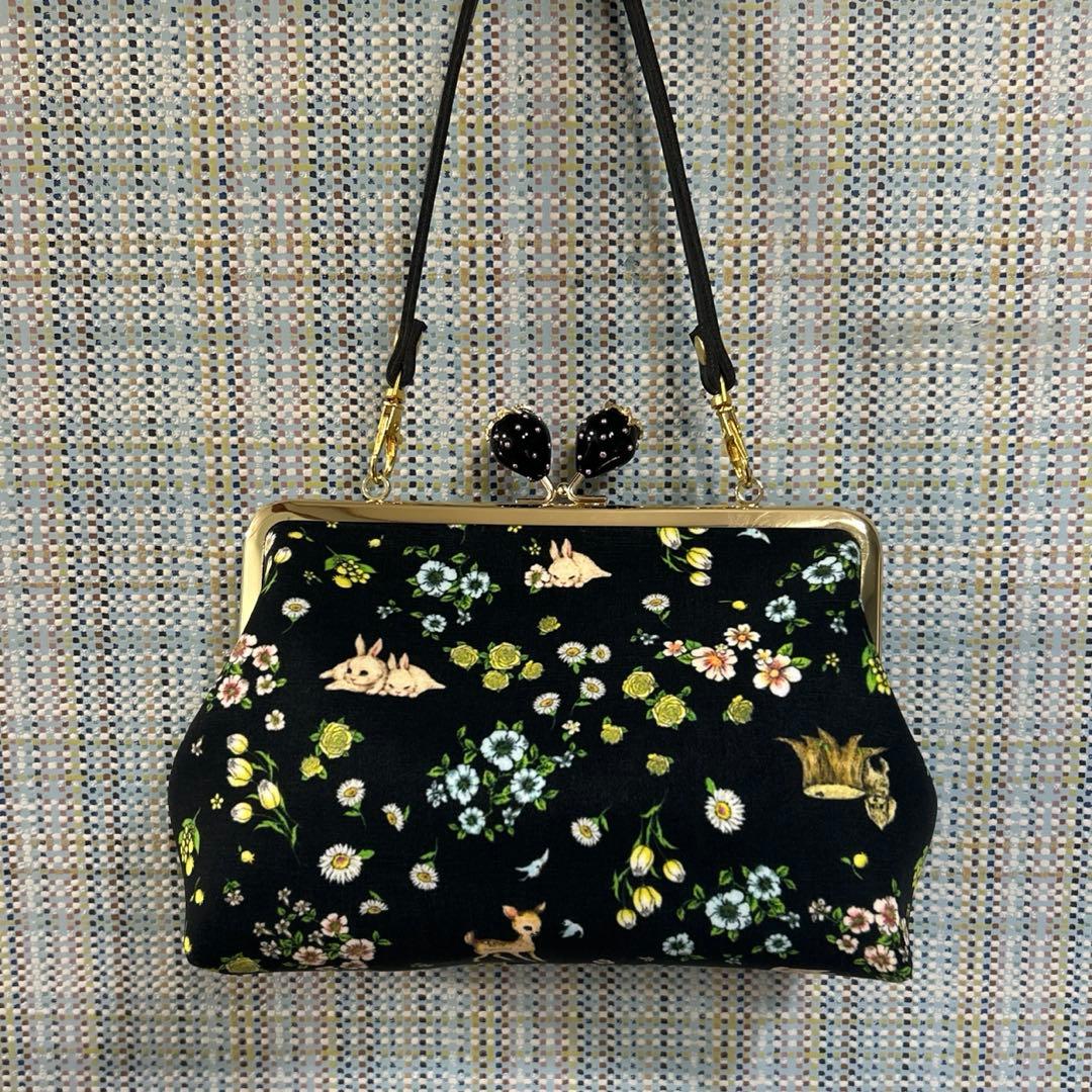 2008.ハンドメイド　18cm底板付きがま口バッグ　フランシュリッペ