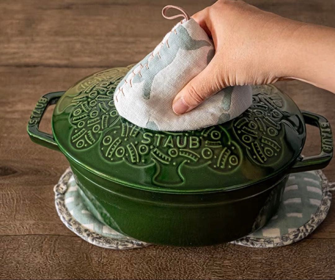 新品ミナペルホネン 鍋しき2枚セット　鍋つかみ　sora check ブルー