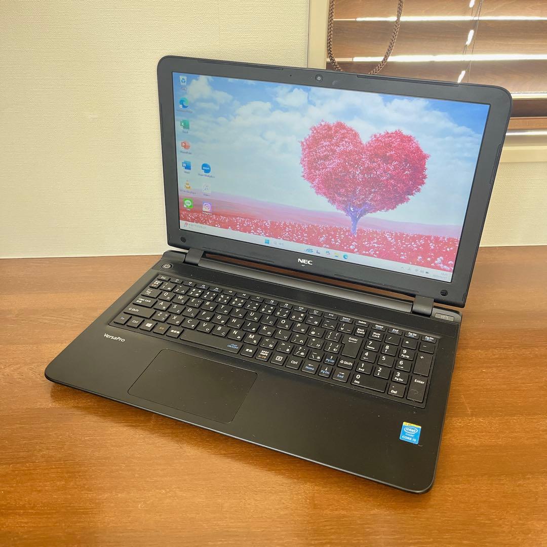 カメラ付PC✨ノートパソコン　windows11✨オフィス付き✨薄型✨NEC✨黒