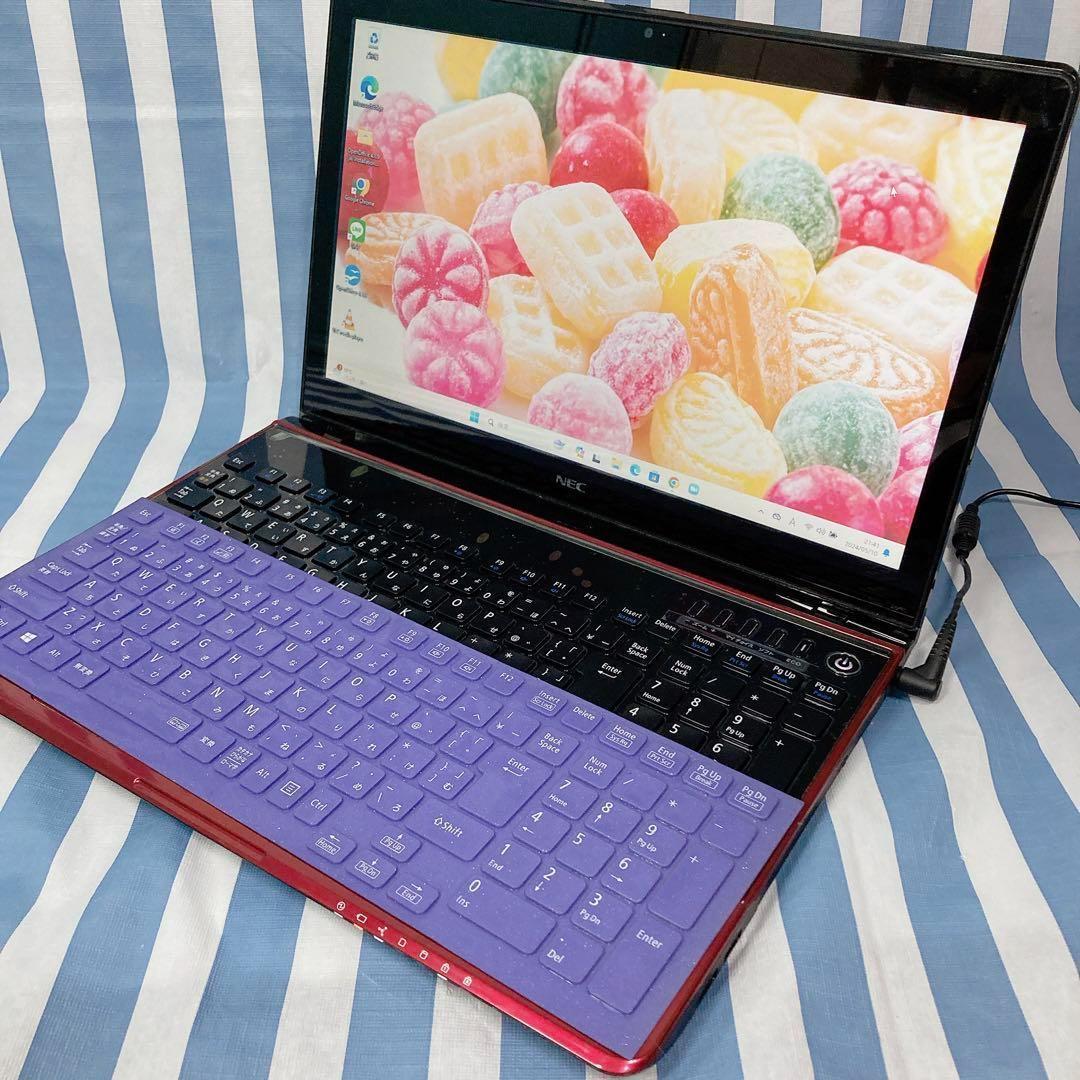✨美品✨クールな赤 NEC ノートパソコン キーボードカバー 保護シート あり☆