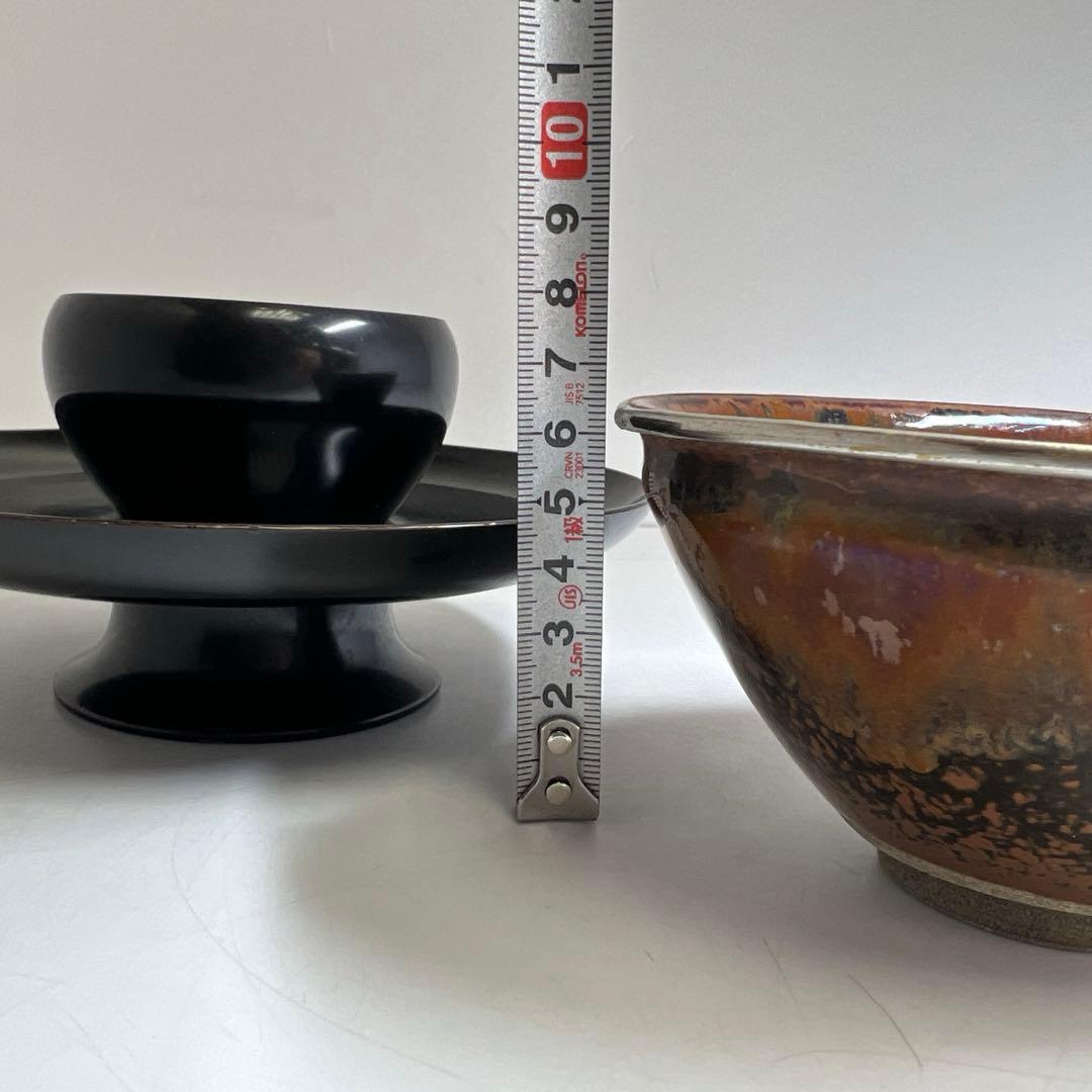 中国美術　天目茶碗、天目台セット　東Y8-0331☆2Fタコサオ