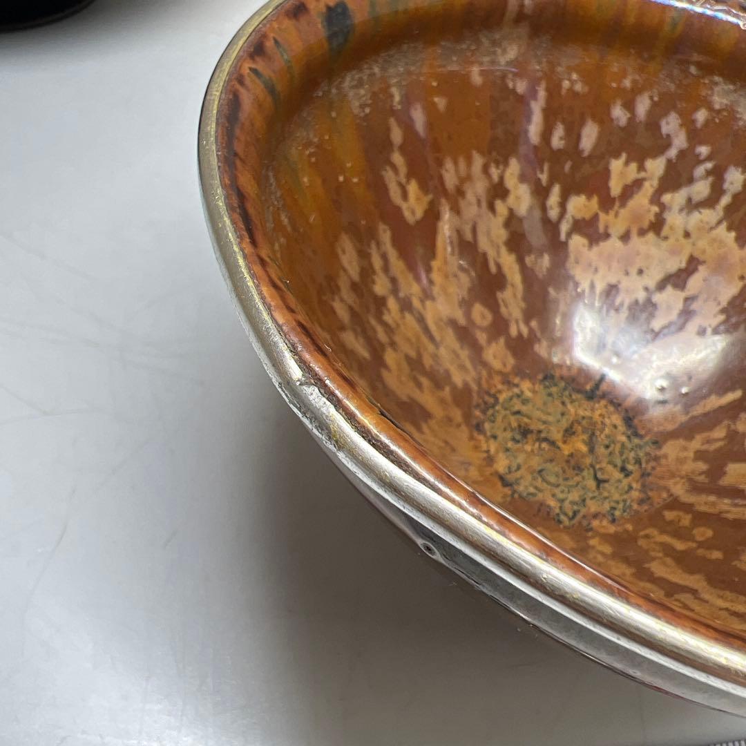 中国美術　天目茶碗、天目台セット　東Y8-0331☆2Fタコサオ