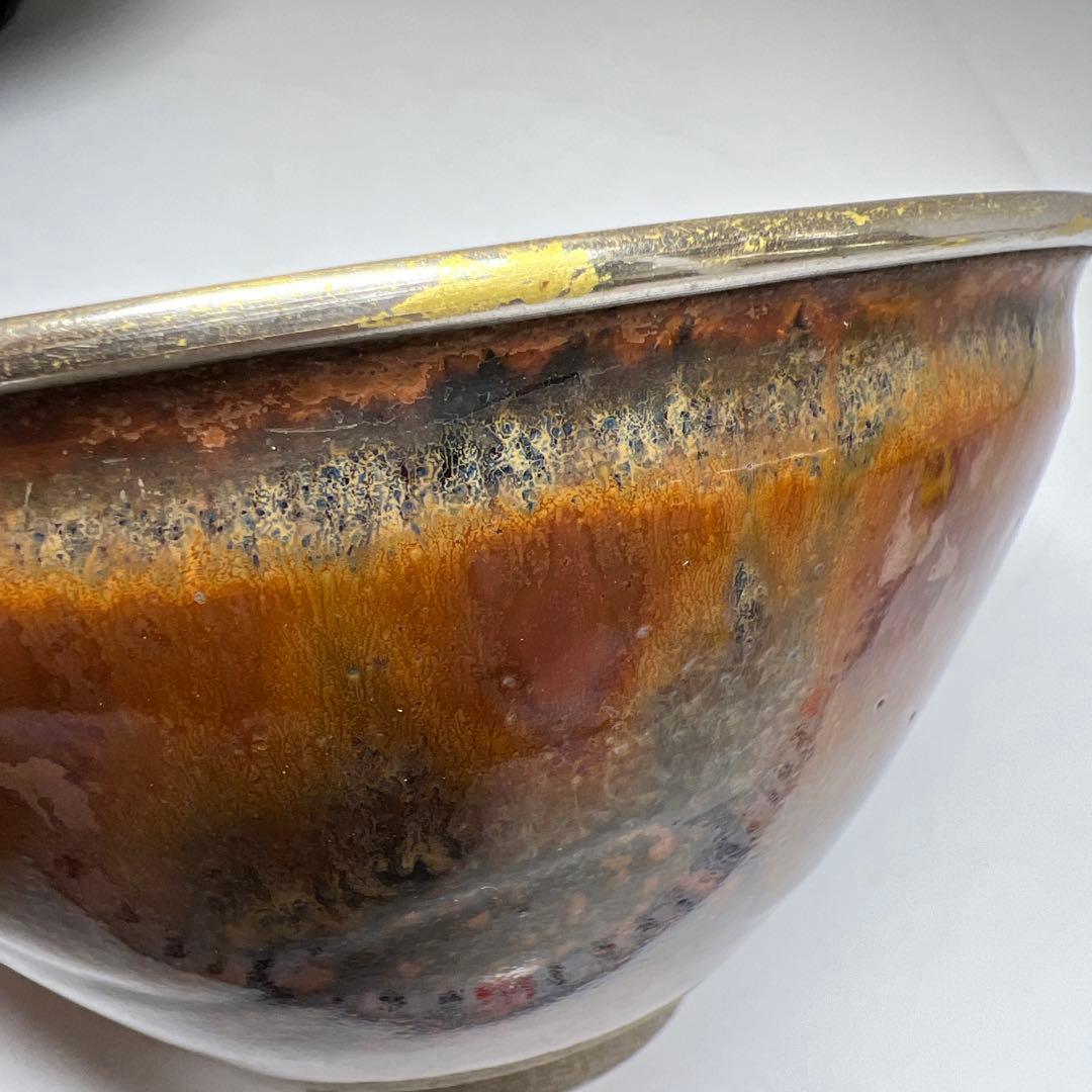 中国美術　天目茶碗、天目台セット　東Y8-0331☆2Fタコサオ