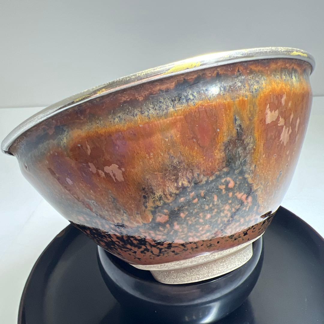 中国美術　天目茶碗、天目台セット　東Y8-0331☆2Fタコサオ