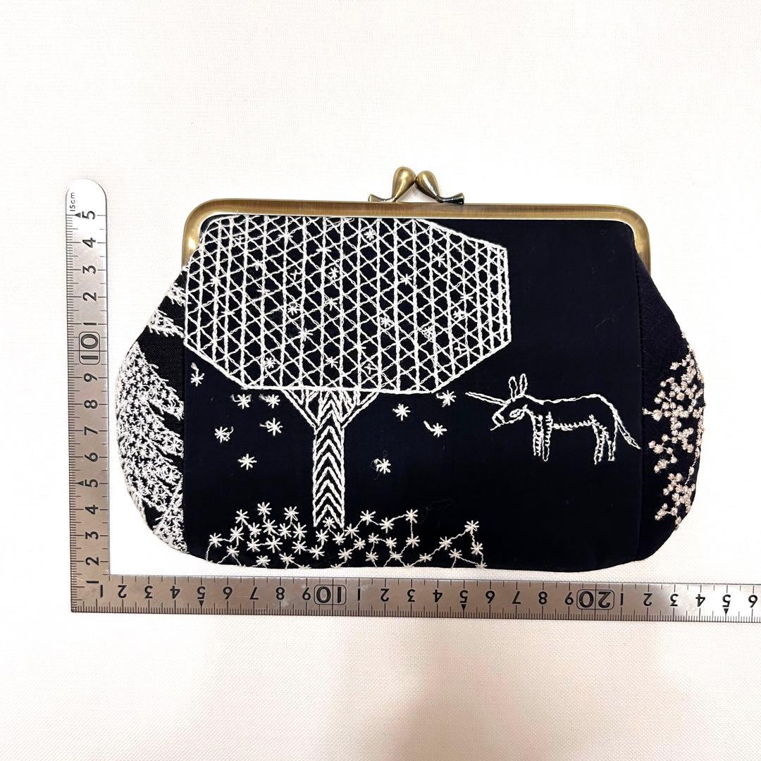 ミナペルホネン　ハンドメイド　がま口　通知ポケット　ポーチ　財布　もりのほし