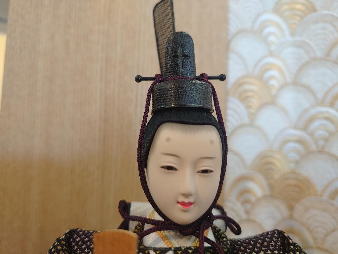 ●新品●収納式おひなさまフルセット●　つむぎ風衣装飾り　LED電気付き台