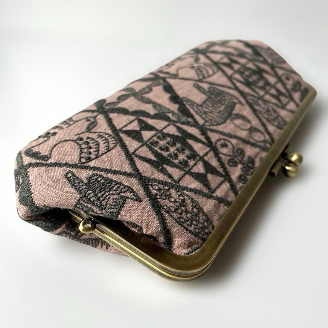 ハンドメイド　がま口長財布　ミナペルホネン　symphony