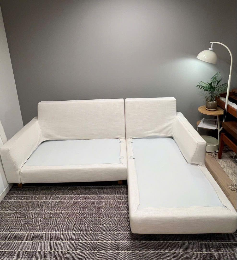 【美品】ACTUS LAULU カウチソファ ベージュ／3人掛け ソファ 美品