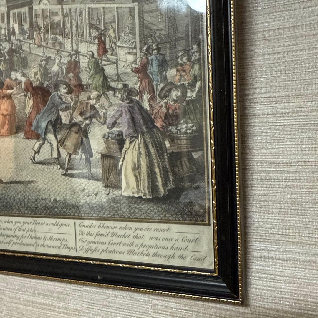 イギリス 歴史的風景 銅版画 カラー 約37cm x 28.8cm アンティーク