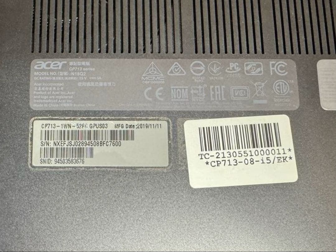 Chromebook本体 Chromebook Spin 13 CP713-1WN 2in1