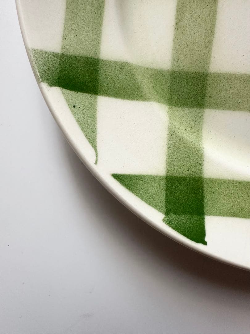 ムーランデルー　フランス　アンティーク　皿　ブロカント　チェック　プレート