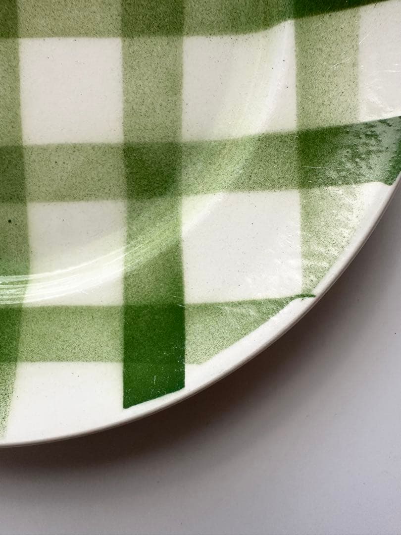 ムーランデルー　フランス　アンティーク　皿　ブロカント　チェック　プレート