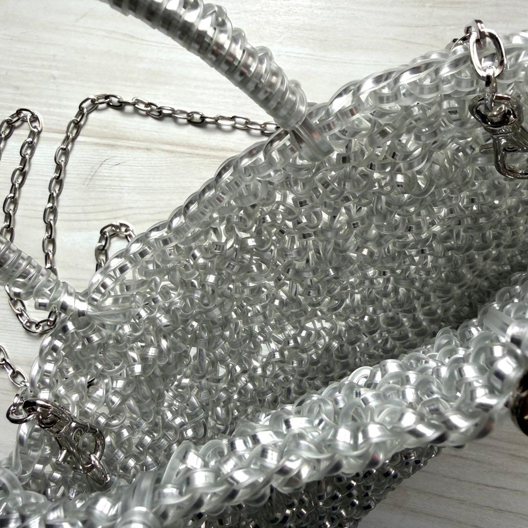 専用商品☆キラキラショルダーバッグ☆フロストシルバー☆取り外し可能なチェーン付き