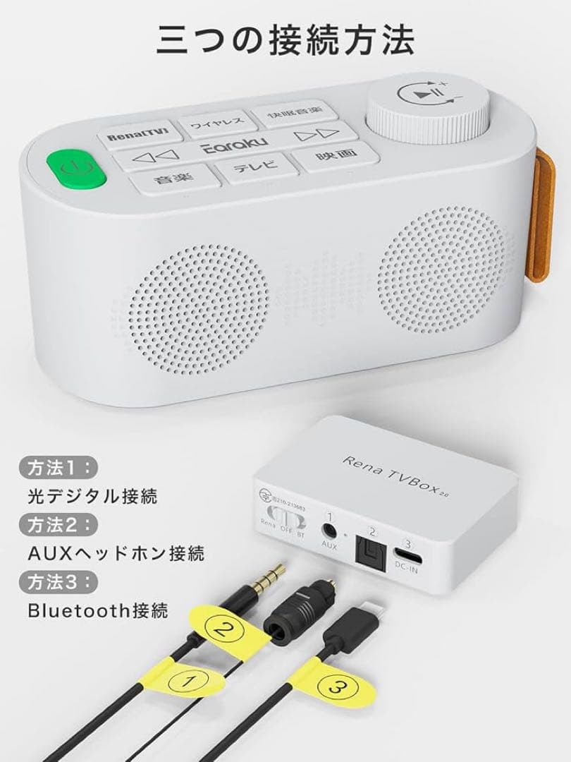 プレゼントにも✨️ 手元スピーカー ゼロ遅延 テレビ用 ワイヤレス ホワイト