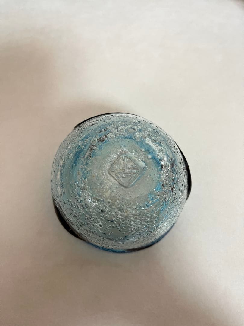 稲嶺盛吉 琉球ガラス　青グラスコップ