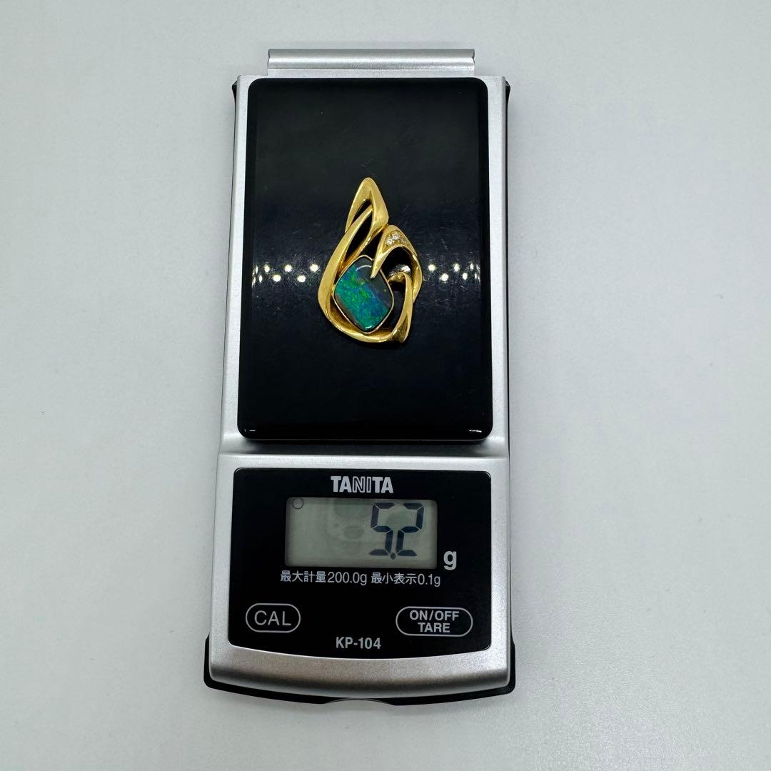 ★天然石★ボルダーオパール★ダイヤモンド★K18★ペンダントトップ★アクセサリー