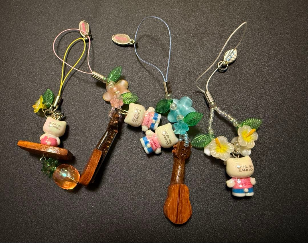 限定！ハワイグアムタイ white kitty白キティ根付けストラップ abc