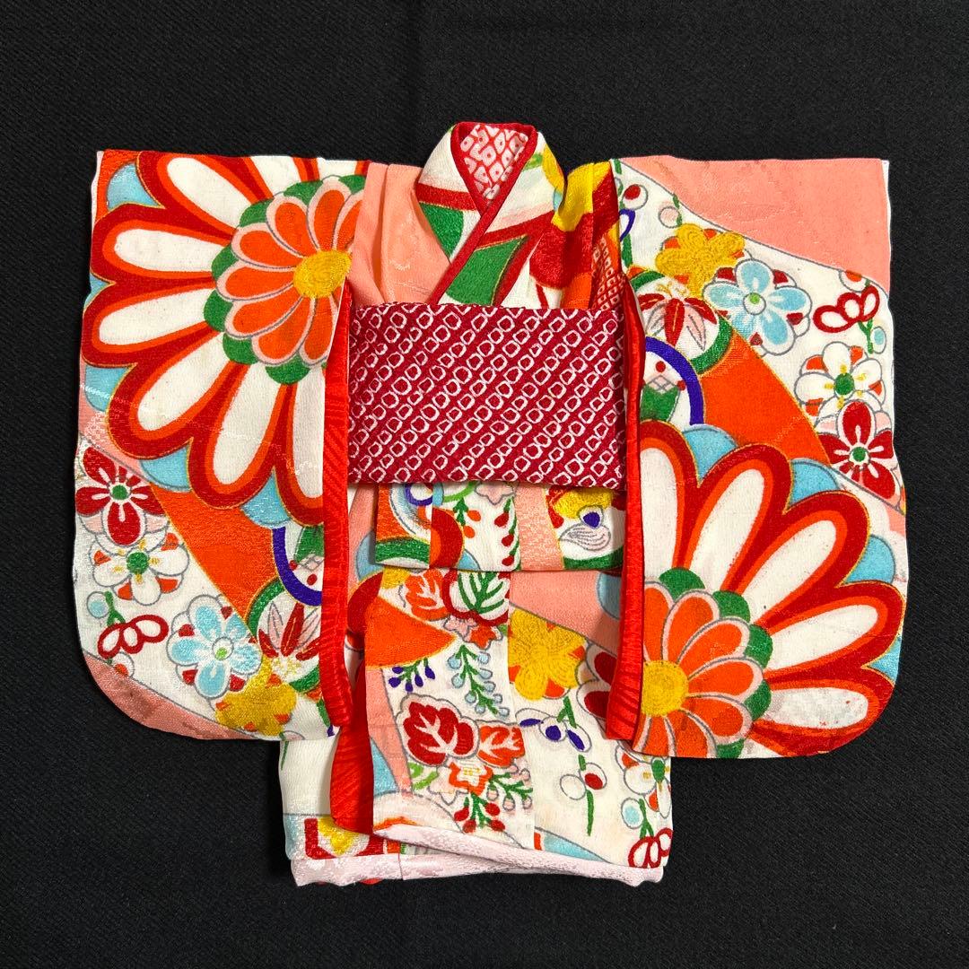 市松人形６号比翼つき着物と兵児帯　アンティークドール　ビスクドール