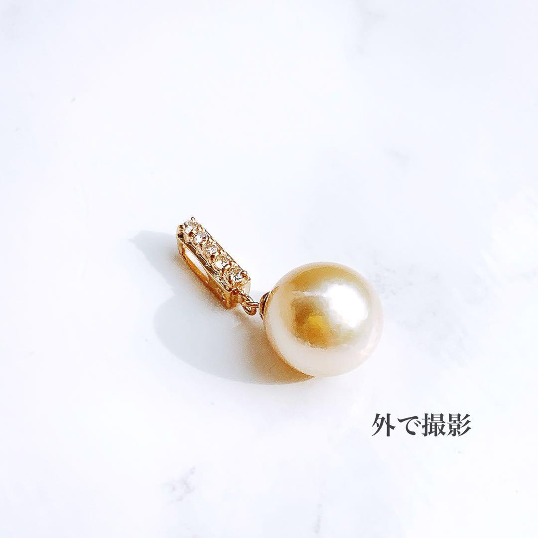 ■未使用品■K18 南洋パール ペンダントトップ(白蝶ゴールド系)