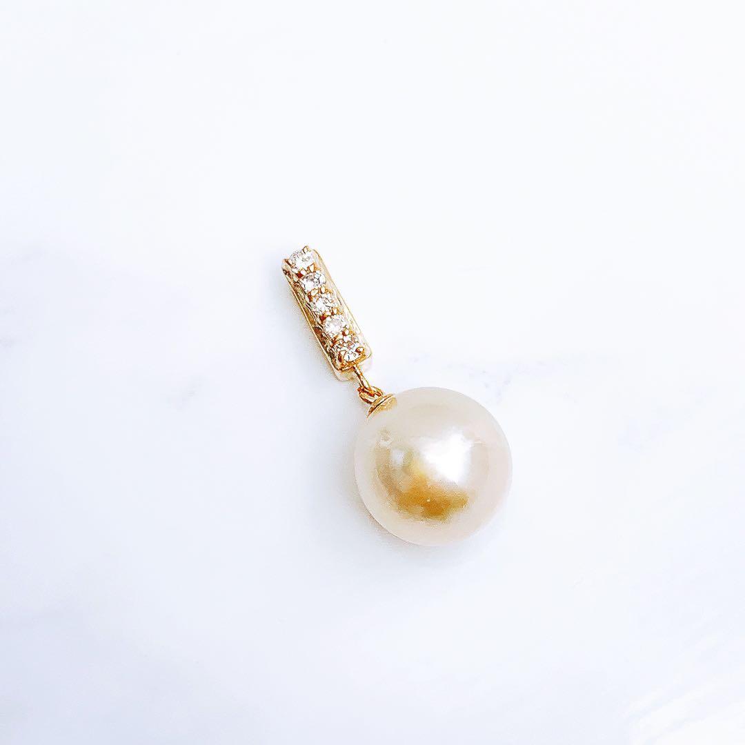 ■未使用品■K18 南洋パール ペンダントトップ(白蝶ゴールド系)