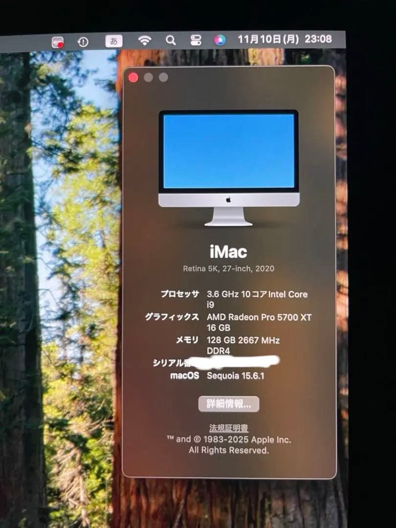 Apple iMac27 (2020)Intel-i9 128GB 8TB容量
