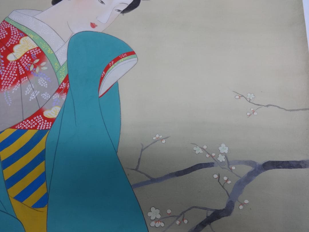 S*o様 上村松園 花見 梅 水彩画 1922年代 紙本著色 肉筆 浮世絵