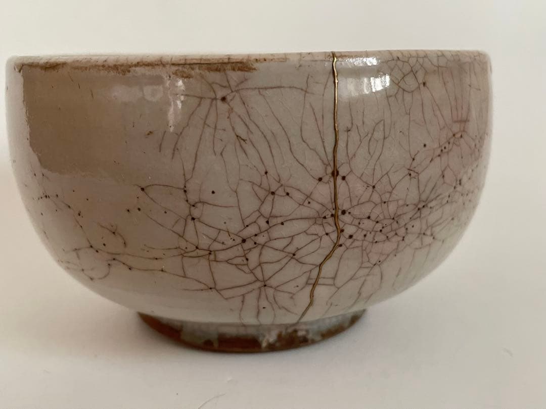骨董　アンティーク　平清水焼　茶碗　抹茶碗　碗　金継ぎ　金継直しあり　箱なし