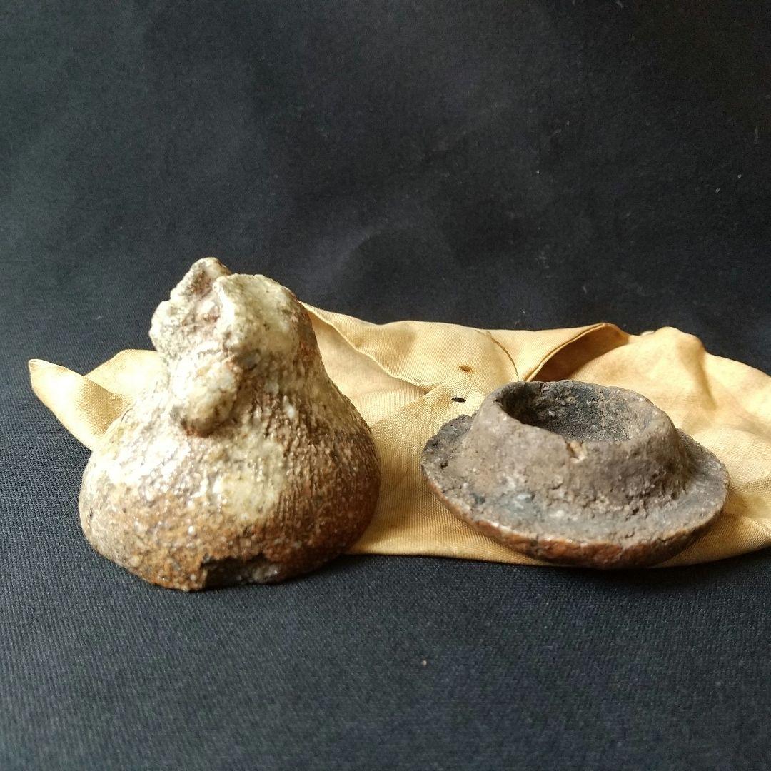 貴重 古信楽 獅子 香合 古箱 箱書あり 茶道具 骨董