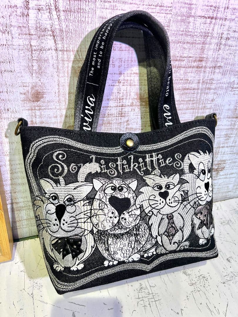 ロラライハリス♡ブラックグラデデニム♡刺繍のちょこっとお出かけミニバッグ♡