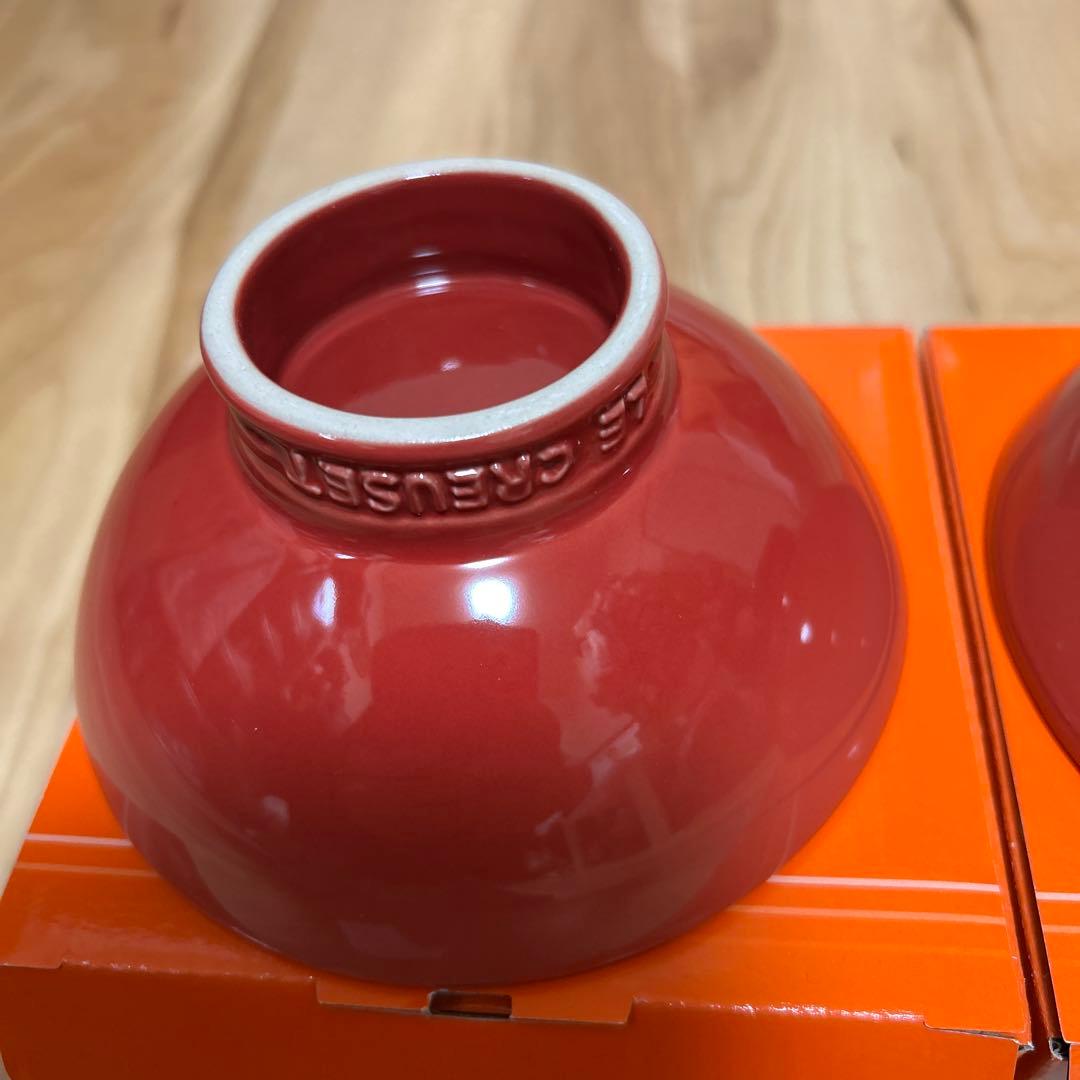 新品未使用・ルクルーゼ・お茶碗・コンソメレッド