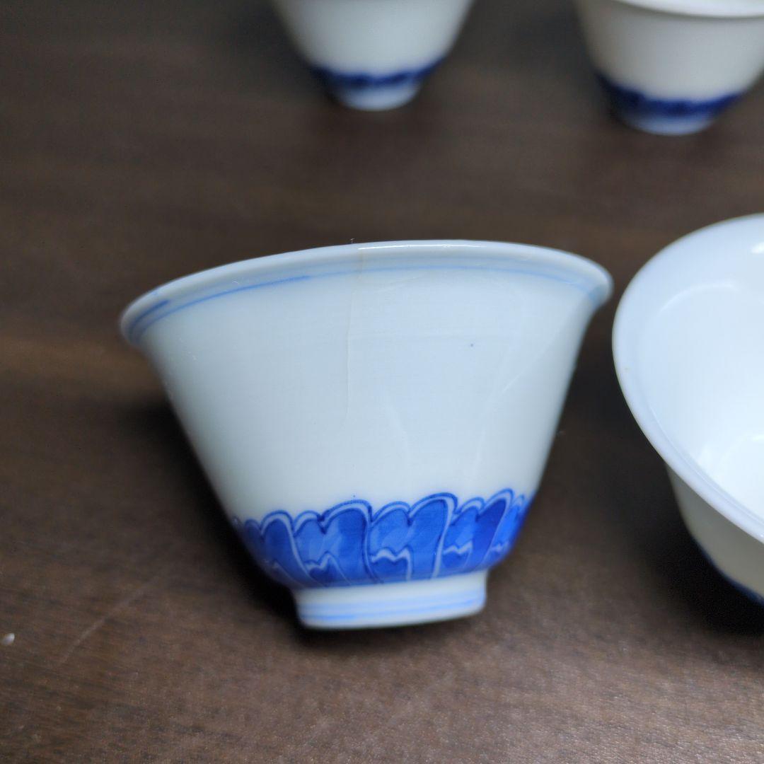 小*糸様 大明成化年製 款 染付 煎茶碗 五客＆成化年製 款 染付 煎茶碗