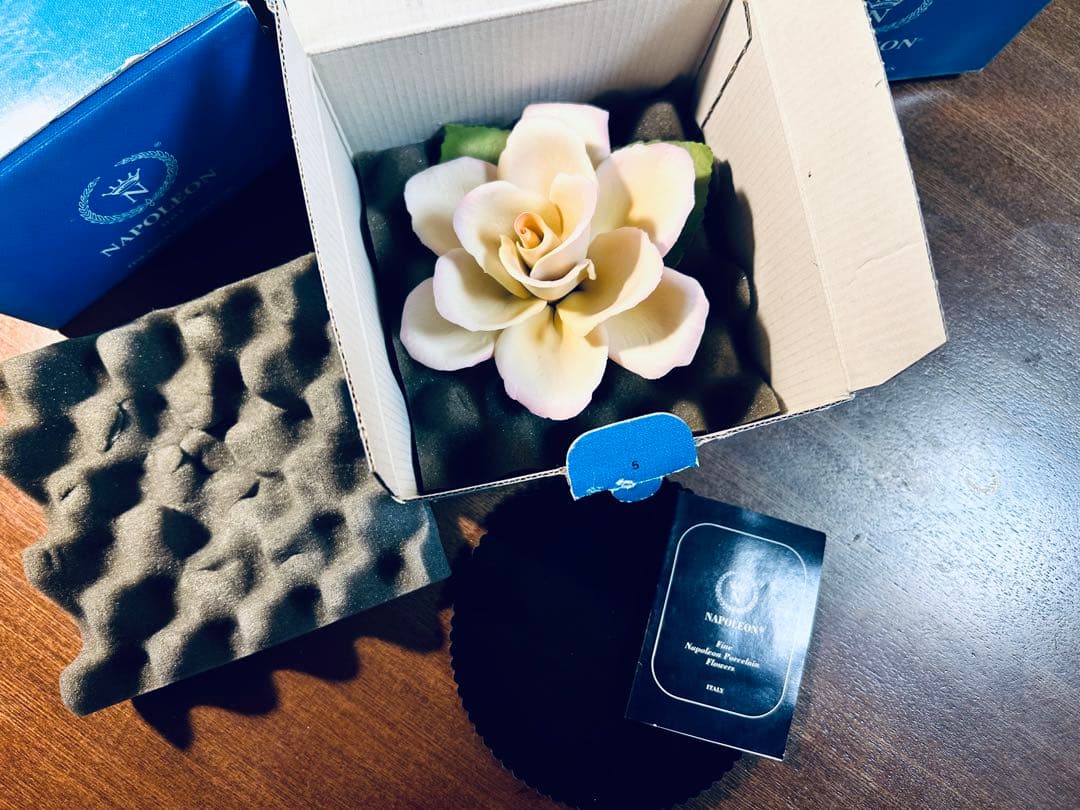 イタリア製 NAPOLEON ポーセリン ローズ フラワー フィギュリン　7点