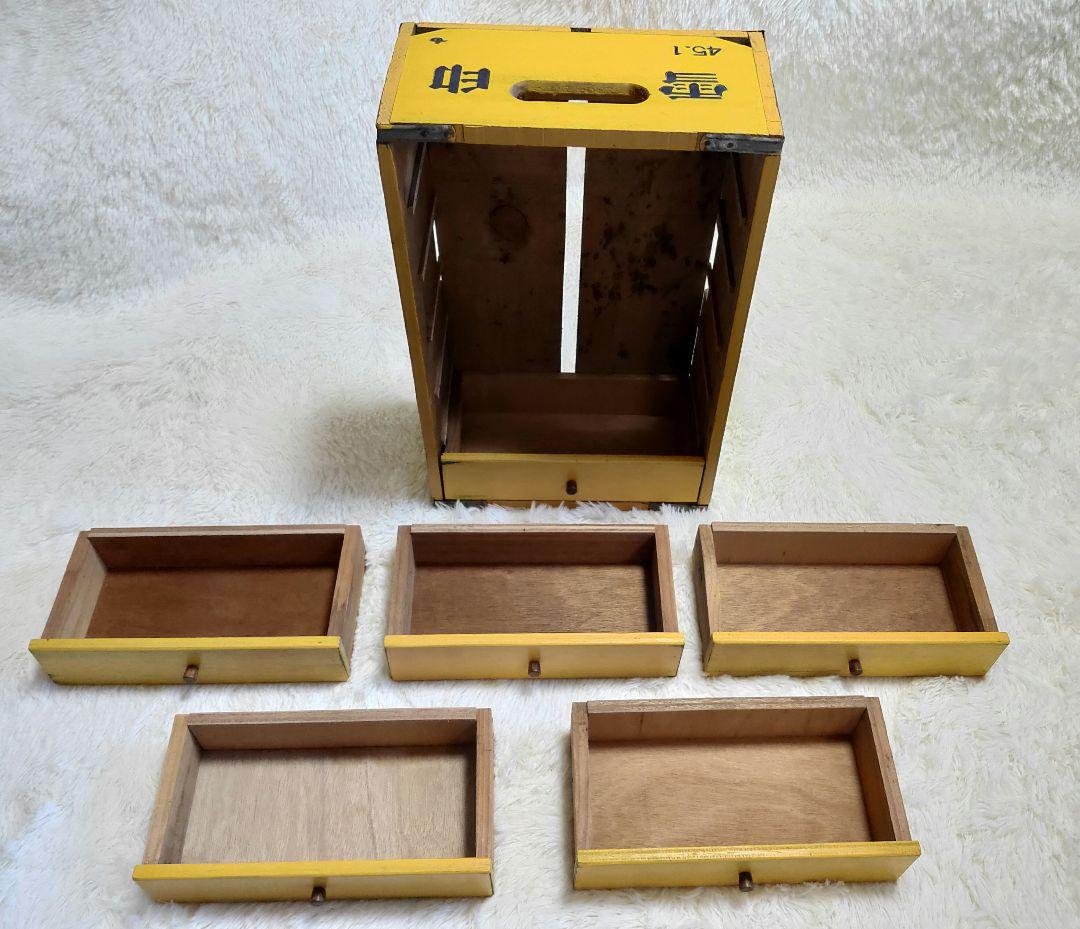 【非売品 アンティーク】雪印 牛乳ビン箱 DIY6段小物入れ/レトロ木箱