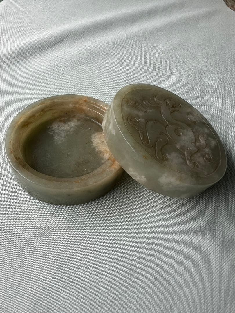 天然石 玉 香盒