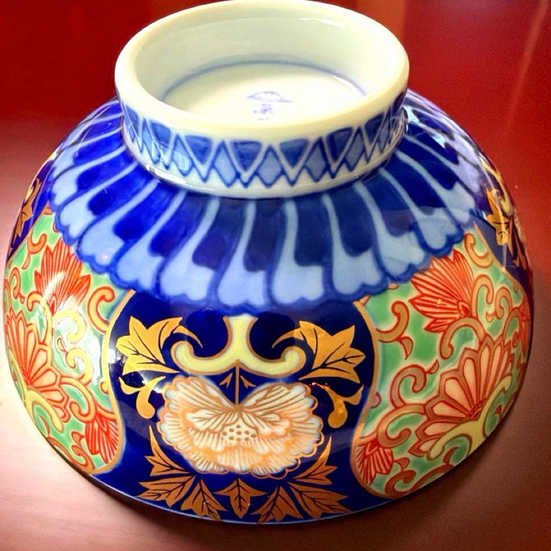 ー深川製磁ー 【未使用】 宮内庁御用達 金襴手 古伊万里唐草 夫婦組茶碗