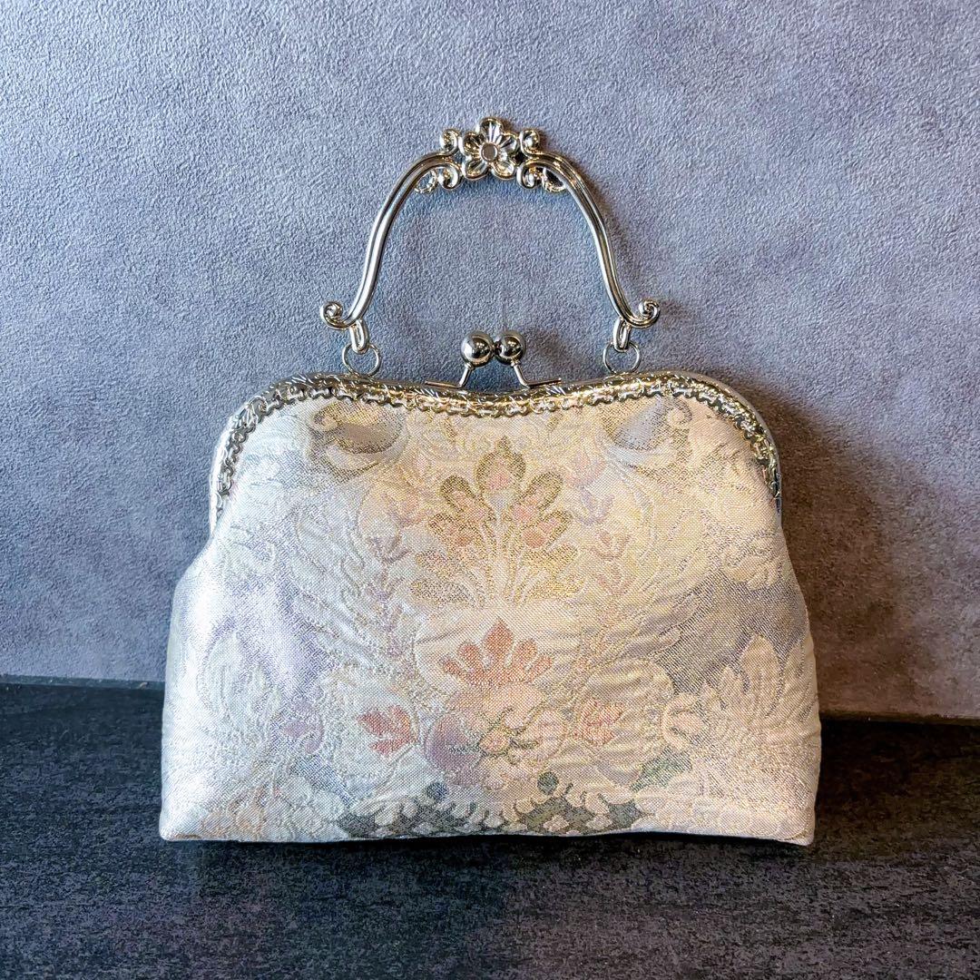 新作1点物！！幻想的な中世ヨーロッパの煌めき上品な高級西陣帯バッグ　幻想ブルー